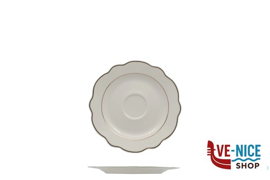 tazze da caffe' GRACE FILO ORO-PIATTO TAZZA CAFFE IN PORC. ALLUMINICA CM 12,5 IMPORT TAVOLA PROFESSIONAL