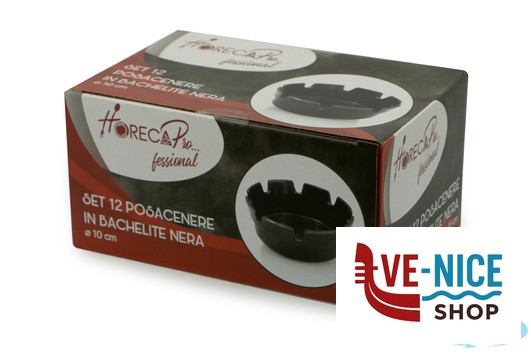 posacenere HORECAPROFESSIONAL - CONFEZIONE 12 POSACENERE BAKELITE NERI AST-4BK IMPORT PROFESSIONAL - immagine 3