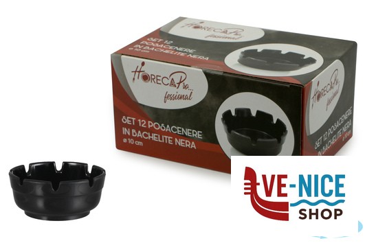 posacenere HORECAPROFESSIONAL - CONFEZIONE 12 POSACENERE BAKELITE NERI AST-4BK IMPORT PROFESSIONAL - immagine 2