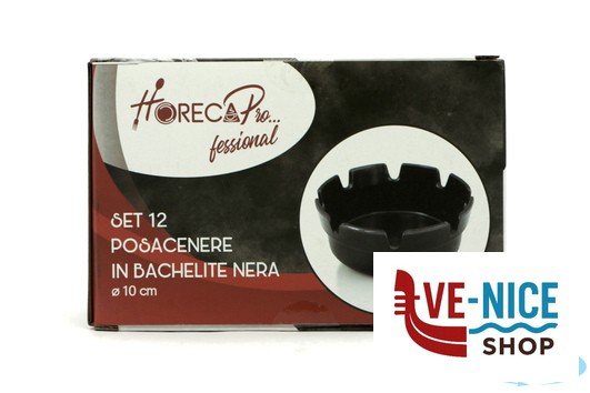 posacenere HORECAPROFESSIONAL - CONFEZIONE 12 POSACENERE BAKELITE NERI AST-4BK IMPORT PROFESSIONAL - immagine 4