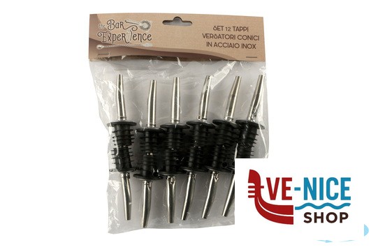 preparazione HORECAPROFESSIONAL - CONFEZIONE 12 TAPPI VERSATORI CONICI INOX OOB-P IMPORT PROFESSIONAL - immagine 3
