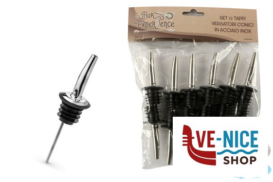 preparazione HORECAPROFESSIONAL - CONFEZIONE 12 TAPPI VERSATORI CONICI INOX OOB-P IMPORT PROFESSIONAL - immagine 2