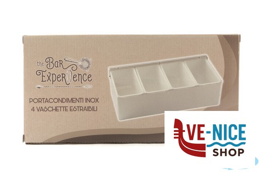 utensili vari HORECAPROFESSIONAL - PORTACONDIMENTI INOX 4 VASCHETTE CD-4 IMPORT PROFESSIONAL - immagine 4