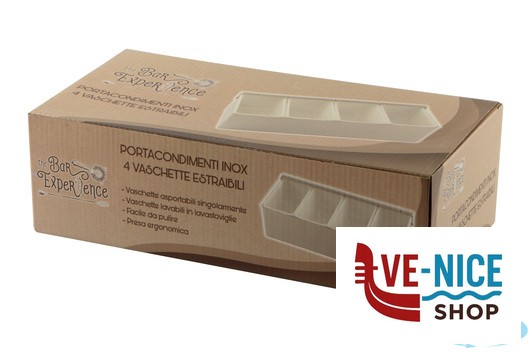 utensili vari HORECAPROFESSIONAL - PORTACONDIMENTI INOX 4 VASCHETTE CD-4 IMPORT PROFESSIONAL - immagine 3