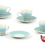 porcellana HAITI AZZURRO-SET 4 TAZZE CAFFE CON PIATTO A80F-4-L IMPORT TAVOLA