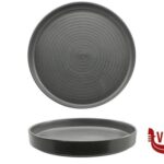 piano KADEN HARDSTONE REACTIVE BLACK - PIATTO PIANO IMPILABILE ALTO CM 28 CON RILIEVO PT SANGO CERAMICS