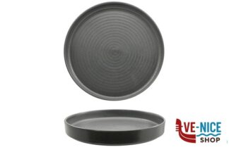 piano KADEN HARDSTONE REACTIVE BLACK - PIATTO PIANO IMPILABILE ALTO CM 28 CON RILIEVO PT SANGO CERAMICS