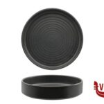 fondo KADEN HARDSTONE REACTIVE BLACK - PIATTO FONDO IMPILABILE  CM 20 CON RILIEVO PT SANGO CERAMICS