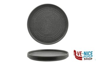 piano KADEN HARDSTONE REACTIVE BLACK - PIATTO PIANO IMPILABILE CM 20 CON RILIEVO PT SANGO CERAMICS