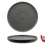piano KADEN HARDSTONE REACTIVE BLACK - PIATTO PIANO IMPILABILE CM  26 CON RILIEVO PT SANGO CERAMICS