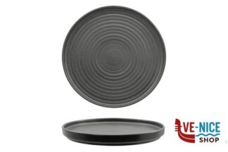 piano KADEN HARDSTONE REACTIVE BLACK - PIATTO PIANO IMPILABILE CM 26 CON RILIEVO PT SANGO CERAMICS