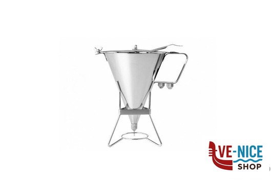 utensili vari per dolci IMBUTO COLATORE 1,9 LT INOX CON 3 BOCCHETTE E SUPPORTO 041140 EVA