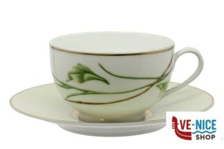 0 JARDIN DE FLORE - TAZZA CAFFE CON PIATTO LIMOGES MEDARD DE NOBLAT