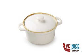porcellana JUSTCOLOR SESAME CREMA-MINI CASSERUOLA CON COPERCHIO CM.13,5X10 H.7 5402M-C356-5.25-T IMPORT TAVOLA PROFESSIONAL