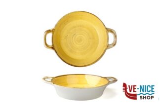 porcellana JUST-TEGAMINO 2 MANICI CM.15 GIALLO IN PORCELLANA 6931D-C399-8 IMPORT TAVOLA PROFESSIONAL