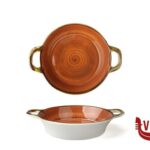 porcellana JUST-TEGAMINO 2 MANICI CM.15 ROSSO/ARAN. IN PORCELLANA 6931D-C400-8 IMPORT TAVOLA PROFESSIONAL