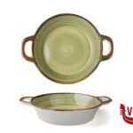 porcellana JUST-TEGAMINO 2 MANICI CM.15 VERDE IN PORCELLANA 6931D-C401-8 IMPORT TAVOLA PROFESSIONAL