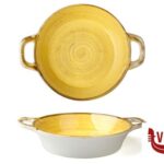 porcellana JUST-TEGAMINO 2 MANICI CM.20 GIALLO IN PORCELLANA 6931D-C399-10 IMPORT TAVOLA PROFESSIONAL