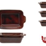 porcellana JUSTCOLOR-CONFEZIONE 3 CASSERUOLE RETTANGOLARI MARRONI CM.13,8 H.3,7 IMPORT TAVOLA PROFESSIONAL