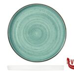 porcellana JUSTCOLOR GREEN-PIATTO TONDO CON BORDO CM.28,5 HP11199-1096K2 IMPORT TAVOLA PROFESSIONAL