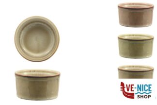 porcellana JUSTCOLOR REACTIVE-CONFEZIONE 3 RAMEQUIN IN PORCELLANA CM.9,5 H.4,8 IMPORT TAVOLA PROFESSIONAL