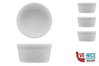 porcellana JUSTWHITE-CONFEZIONE 3 RAMEQUIN IN PORCELLANA BIANCA CM.6 H.3 IMPORT TAVOLA PROFESSIONAL