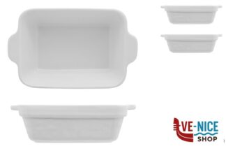 porcellana JUSTWHITE-CONFEZIONE 2 PIROFILE RETTANGOLARI IN PORCELLANA BIANCA CM.17,8X11X5 IMPORT TAVOLA PROFESSIONAL