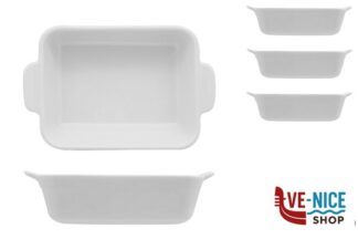 porcellana JUSTWHITE-CONFEZIONE 3 MINI CASS RETTANGOLARE CM 13,8 H 3,7 IMPORT TAVOLA PROFESSIONAL