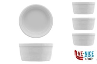 porcellana JUSTWHITE-CONFEZIONE 3 RAMEQUIN IN PORCELLANA BIANCA CM.9,5 H.4,8 IMPORT TAVOLA PROFESSIONAL