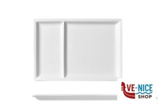 porcellana JUSTWHITE-PIATTO 2 SCOMPARTI RETTANGOLARE CM.31X22 HHP12038 IMPORT TAVOLA PROFESSIONAL