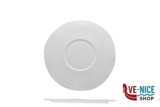 ceramica KORALIA-PIATTO PIANO GOURMET CM 25 BIANCO IN PORCELLANA - INVITO INTERNO CM 11 IMPORT TAVOLA PROFESSIONAL