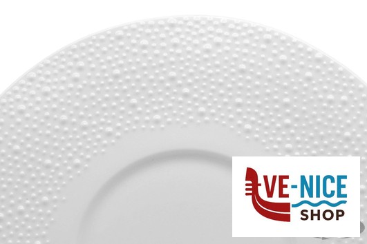 ceramica KORALIA-PIATTO PIANO GOURMET CM 25 BIANCO IN PORCELLANA - INVITO INTERNO CM 11 IMPORT TAVOLA PROFESSIONAL - immagine 2