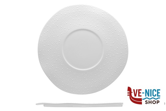 ceramica KORALIA-PIATTO PIANO GOURMET CM 31 BIANCO IN PORCELLANA - INVITO INTERNO CM 14 IMPORT TAVOLA PROFESSIONAL