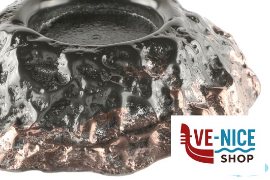 ceramica KRATERE- PIATTO CM 22 H 5,5 NERO E RAME IMPORT TAVOLA PROFESSIONAL - immagine 3