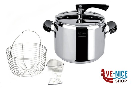 preparazione cibi LA CLASSICA LAGOFUSION-CASSERUOLA A PRESSIONE LT.3,5 CM.22 CON CESTELLO ED ECODOSE LAGOSTINA