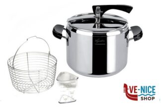 preparazione cibi LA CLASSICA LAGOFUSION-PENTOLA A PRESSIONE LT.7 CM.22 CON CESTELLO ED ECODOSE LAGOSTINA