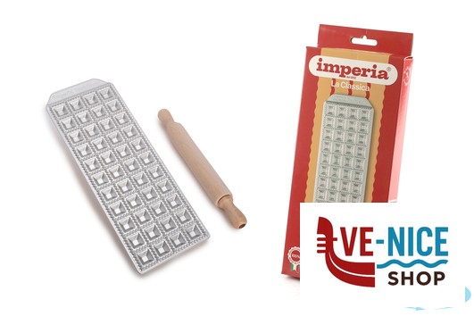 utensili vari LA CLASSICA - RAVIOLAMP STAMPO 44 RAVIOLI QUADRO MM 25X25 CON MATTARELLO IMPERIA - immagine 2