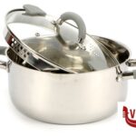 5005061207 LA CUOCIPASTA-PASTAIOLA INOX CM.24 CON COPERCHIO VETRO  WT0724 IMPORT COTTURA