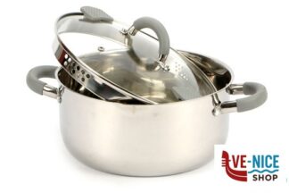 5005061207 LA CUOCIPASTA-PASTAIOLA INOX CM.24 CON COPERCHIO VETRO WT0724 IMPORT COTTURA
