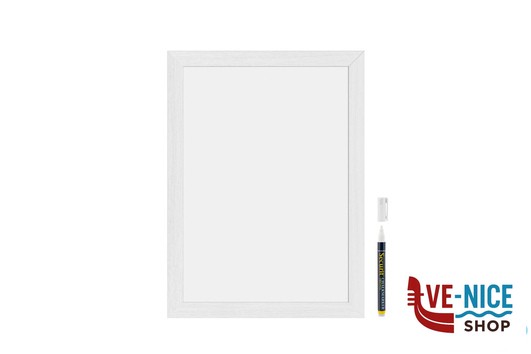 arredamento LAVAGNA DA PARETE DI COLORE BIANCO CM 30X40 CON 2 PENNARELLI A GESSO LIQUIDO INCLUSI (1 COLORE NERO E 1 COLORE ORO) WBW-WT-30-40 SECURIT