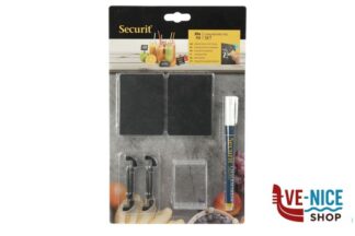 altri SET DA 20 LAVAGNE TAG NERE FORMATO A8 - CON 1 PENNARELLO BIANCO, 4 SUPPORTI CON PUNTA, 2 SUPPORTI TRASPARENTI COMPRESI SECURIT