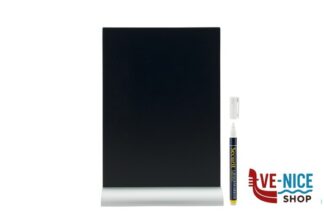 soprammobili LAVAGNA DA TAVOLO RETTANGOLARE, BASE IN ALLLUMINIO CM 21X6 H 30 CON 1 PENNARELLO BIANCO INCLUSO FBTA-A4 SECURIT