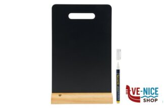 soprammobili LAVAGNA DA TAVOLO RETTANGOLARE CON MANICO INCORPORATO, BASE IN LEGNO CM 21X6 H 33,5 CON 1 PENNARELLO BIANCO INCLUSO FBT-CARRY SECURIT