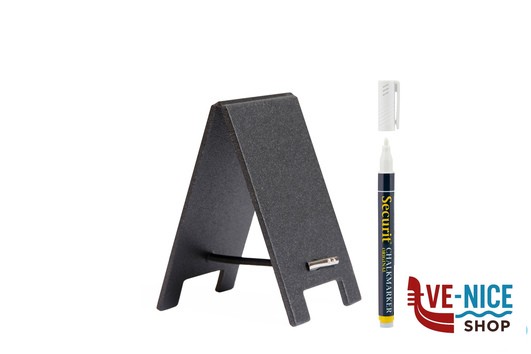 altri SET DA 5 LAVAGNE DA TAVOLA MINI SANDWICH NERE CM 8,5X5X0,5 CON PENNARELLO TAG-SBS-WT SECURIT