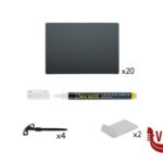 LAVAGNETTA TAG FORMATO A7 CM 10,5X7,4X0,1 NERA 20 PEZZI   1 PENNARELLO A GESSO LIQUIDO BIANCO   2 SUPPORTI IN PLASTICA   4 SUPPORTI A PUNTA  TAG-A7-WT SECURIT altri 5 pezzi