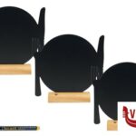 soprammobili SET DA 3 LAVAGNETTE DA TAVOLO A FORMA DI PIATTO CON POSATE, BASE IN LEGNO CM 10X10,5X2 CON 1 PENNARELLO BIANCO INCLUSO       FBT-PLATE-3 SECURIT