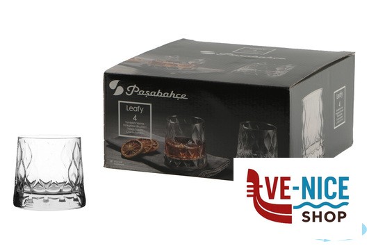 vetro LEAFY FB TUMBLER WHISKY CONFEZIONE DA 4 PEZZI - CL 30 DIAMETRO CM.9,0 - H.8,5 - 420194-1113171 PASABAHCE - immagine 3