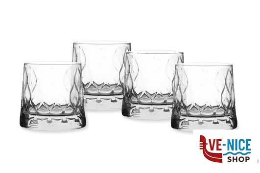 vetro LEAFY FB TUMBLER WHISKY CONFEZIONE DA 4 PEZZI - CL 30 DIAMETRO CM.9,0 - H.8,5 - 420194-1113171 PASABAHCE