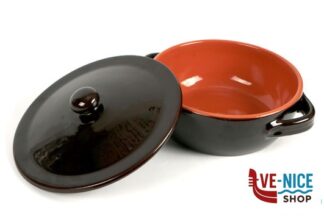 smaltato LIU MARRONE-CASSERUOLA 2 MANICI CM.21 CON COPERCHIO DE SILVA