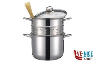 pentola LOVE STORY - PASTAIOLA CON CESTELLO CM 22 LT.5 COPERCHIO IN VETRO INOXRIV DI RIVADOSSI